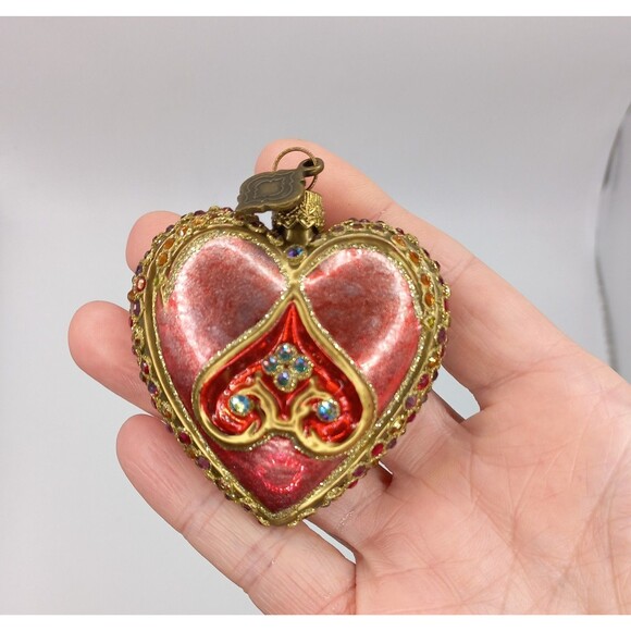 Jeweled Heart Ornament by Jay Strongwater Glass with Crystals - Picture 7 of 16